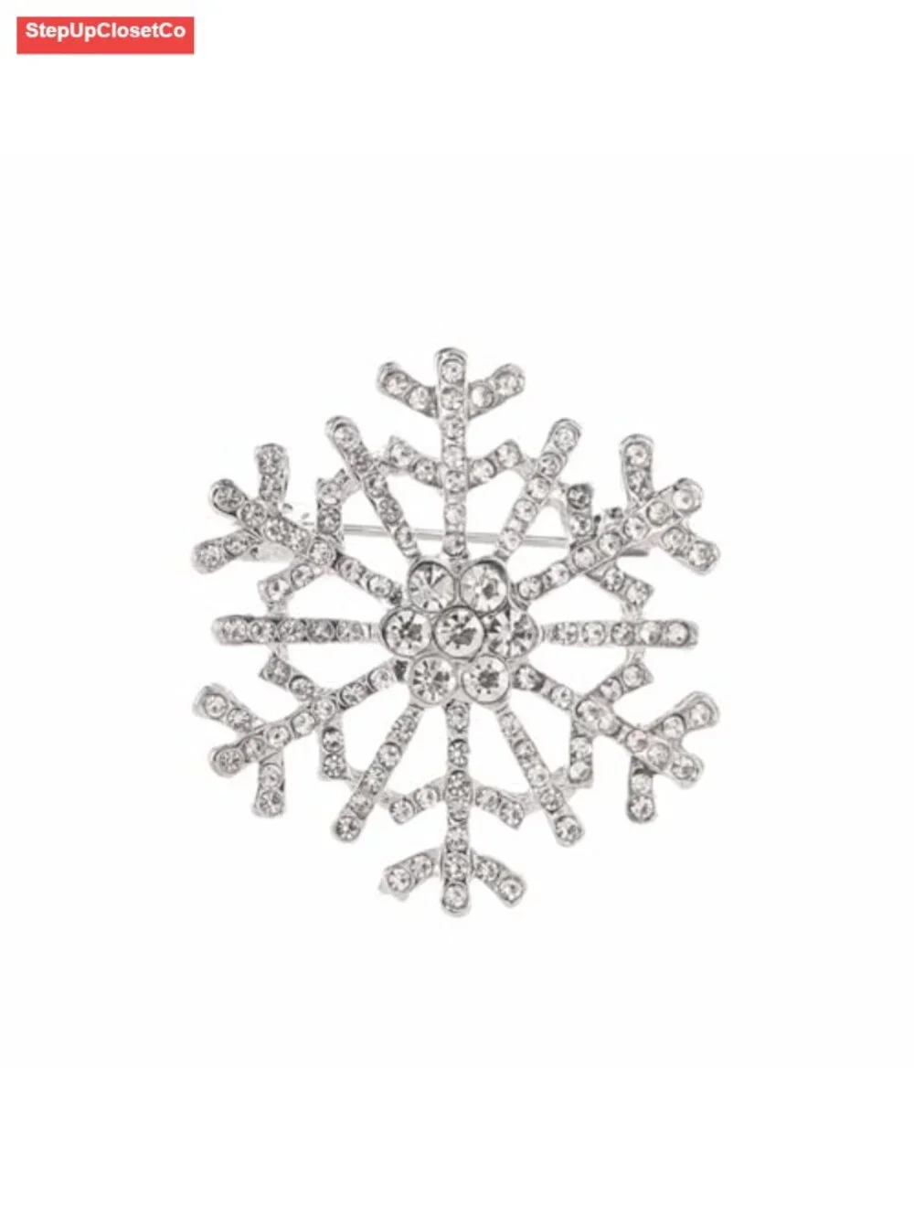 Crystal Snowflake Brooch Pin, Cubic Zirconia Alloy Steel Brooches for Wedding